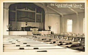 Kennebunkport ME First Congregational  Church Interior Real Photo Postcard