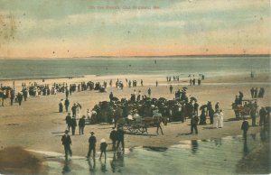 Vintage Old Orchard ME Horse & Carriage on the Beach Postcard, Pre-1915