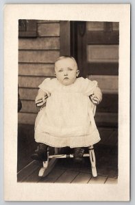 RPPC Cutest Little Baby Big Bright Eyes Rocking Chair Postcard D23