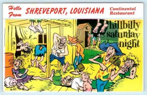SHREVEPORT, LA ~ Hillbilly Comic Advertising CONTINTENTAL RESTAURANT  Postcard