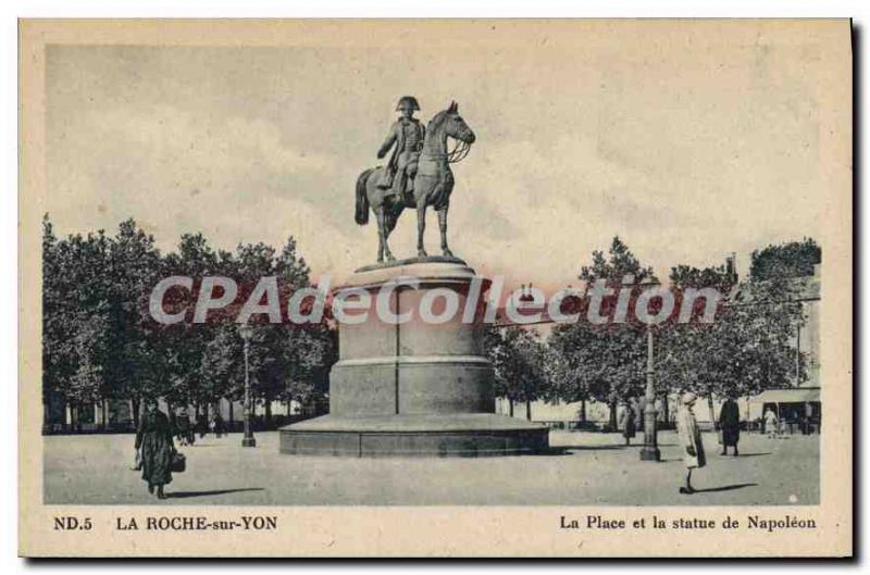 Old Postcard La Roche sur Yon Square and the Statue of Napoleon