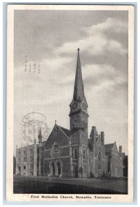 Memphis Tennessee TN Postcard First Methodist Church Exterior Scene 1944 Vintage