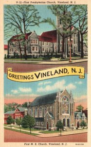 Vintage Postcard 1930's First Presbyterian Church Greetings Vineland New Jersey