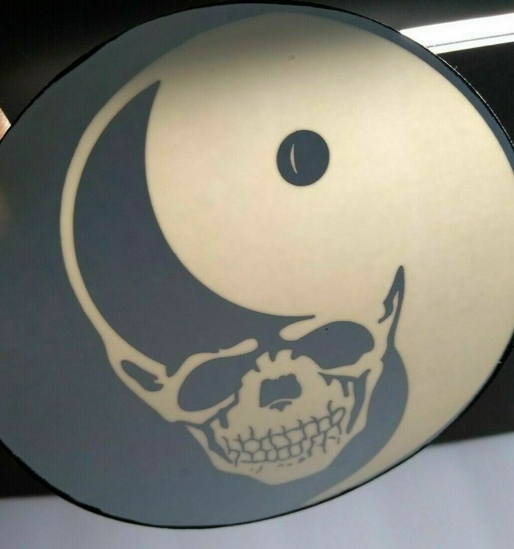 Grateful Dead Original Car Window Decal Black And White Skull Ying Yang Vintage