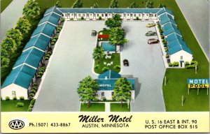 Postcard Miller Motel in Austin, Minnesota