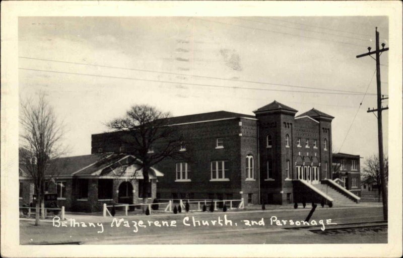 Oklahoma City Oklahoma OK Bethany Nazarene Church Real Photo Vintage Postcard