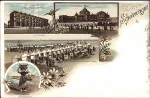 Scheveningen 1890s Multi-View Scheveningue Fine Litho Postcard