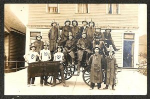 RPPC AETNA HOSE FIRE COMPANY STATION DEPEW NEW YORK REAL PHOTO POSTCARD (1920s)