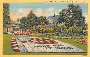 American Flag, Roger Williams Park, Providence, RI c1940s Vintage Postcard