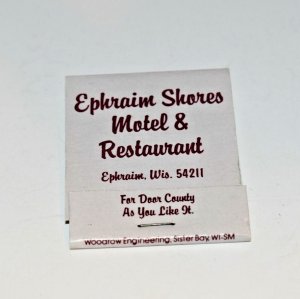 Ephraim Shores Motel & Restaurant Ephraim Wisconsin 20 Strike Matchbook
