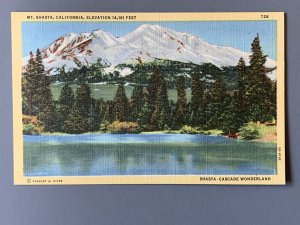Mt. Shasta CA Landscape Linen Postcard A1142084218