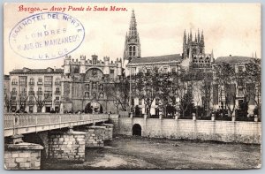 Vtg Burgos Spain Arco y Puente de Santa Maria Arch & Bridge Postcard