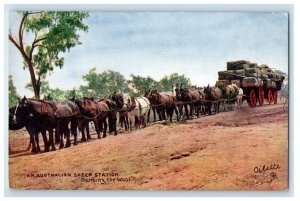 An Australian Sheep Station Carting The Wool Tuck's Oilette Unposted Postcard 