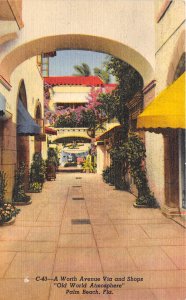 Palm Beach Florida 1954 Postcard Worth Avenue Via and Shops