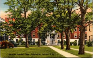 Linen Postcard Twomey Hospital on West Calhoun Street in Sumter, South Carolina 