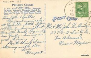 1953 EL RENO OKLAHOMA Phillips Courts Tichnor linen Route 66 postcard 2095