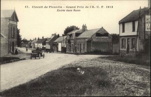 FRANCE AUTO RACING Grand Prix Entree dans Boves c1910 Postcard