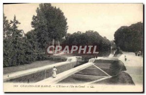 Old Postcard Chalons sur Marne and the Lock Canal Island