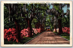 Vtg Mobile Alabama AL Old Home Homestead Augusta Evans Wilson 1930s Postcard