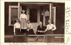 RPPC of Five People on Porch c.1910 Vintage Postcard