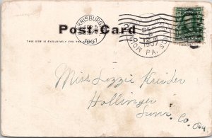 Mt Holly Springs Pennsylvania Mountain Creek 1907 to Hollinger PA Postcard Y20