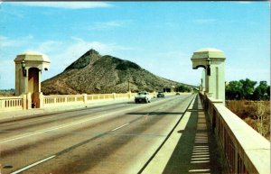 Tempe, AZ Arizona  TEMPE RIVER BRIDGE~50's CARS  Vintage Chrome Postcard