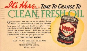 Manchester Connecitcut Ray Paris Filling Station Veedol Motor Oil Ad PC AA74477