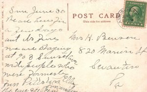 Vintage Postcard Surf Scene Waves Ocean Breakers At Asbury Park New Jersey NJ