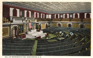 Vintage Postcard 1920's View of Hall of Representatives Washington D. C.