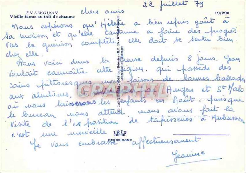 Postcard Modern Limousin Old farmhouse with a thatched roof