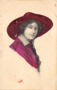 Woman with hat Handmade PU 1912 