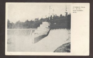 NORWAY MICHIGAN STURGEON FALLS WATERVALL 1908 VINTAGE POSTCARD