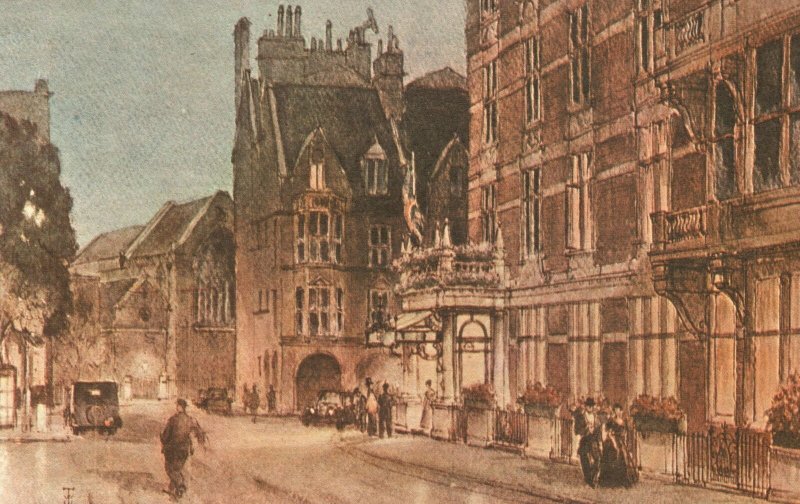 Vintage Postcard 1910's The Connaught Carlos Place Original Watercolor London UK