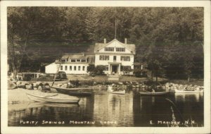 East Madison NH Purity Springs Old Cars Canoes c1940 Real Photo Postcard