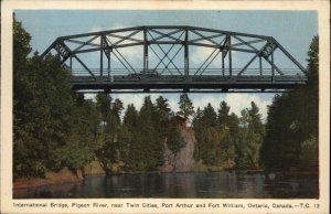 Fort William Ontario Pigeon River Bridge c1920s-30s Postcard