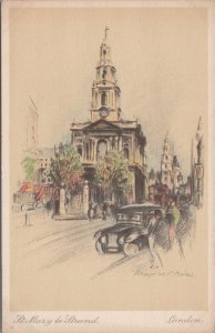 London Postcard - St Mary Le Strand, Artist Marjorie C. Bates  XT344