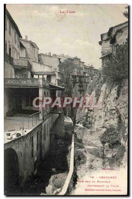 Graulhet Old Postcard View of the Creek through the city