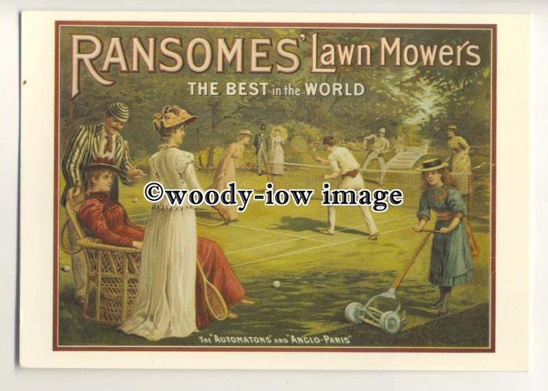 ad0412 - Ransomes Lawn Mowers- Girl Mowing Tennis Court - Modern Advert Postcard