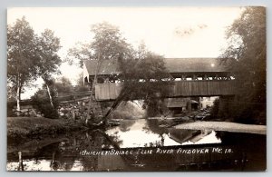 Andover ME Brickett Bridge Ellis River RPPC Maine Postcard W22