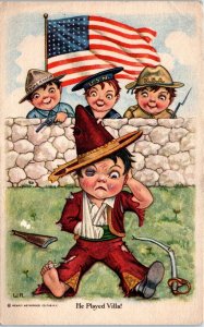 1916 He Played Villa Pancho Villa Mexican Expedition Comic Postcard
