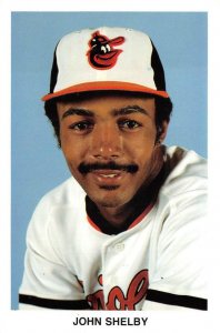 BASEBALL JOHN SHELBY BALTIMORE ORIOLES  BLACK AMERICANA POSTCARD (1980s)