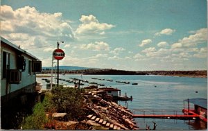 Vtg North Boat Dock Gulf Gas Sign Conchas Dam New Mexico NM Postcard