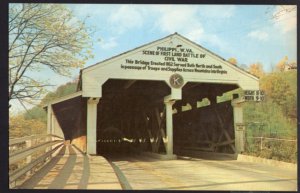 West Virginia PHILIPPI Covered Bridge built in 1852 Civil War Fought - Chrome