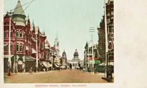 Postcard Antique View of Mariposa Street in Fresno, CA.   N3