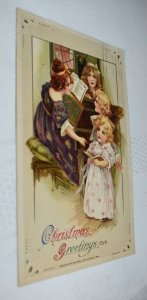 Christmas Greetings Girls Singing with Piano Postcard John Winsch 1914 Germany