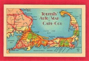 TOURISTS AUTO MAP OF CAPE COD, MASS. 1942  SEE SCAN  PC79