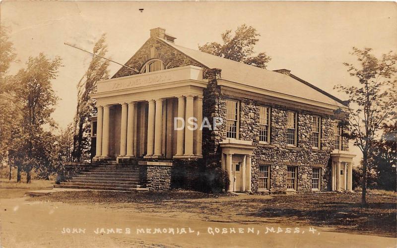 A57/ Goshen Massachusetts Ma RPPC Real Photo Postcard 1929 John James Memorial