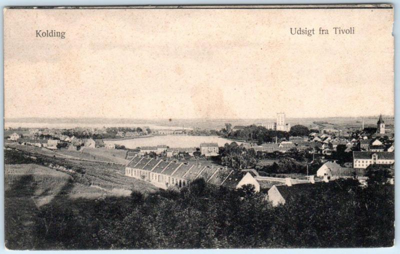 KOLDING, DENMARK  Birdseye View from TIVOLI  ca 1910s    Postcard