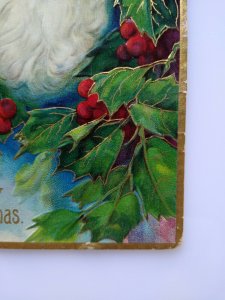 Christmas Postcard Santa Claus Blue Hat & Eyes Embossed Series 1480 Germany 1912 