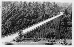 Bridge over Shasta River Yreka California 1940s RPPC Real Photo postcard